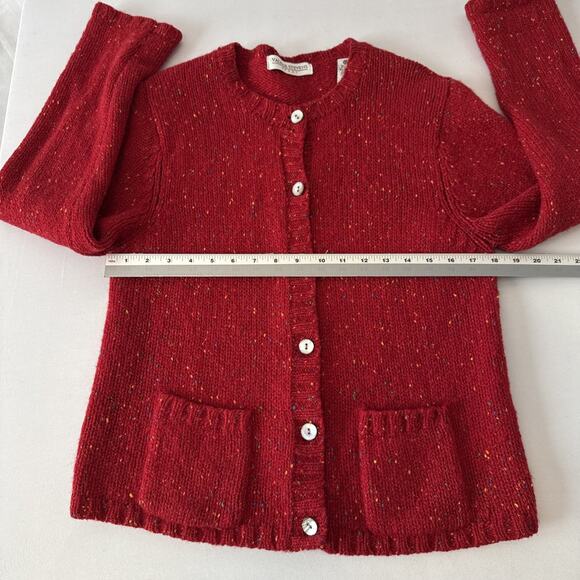 VTG Valerie Steven’s Sport 100% Wool Womens L Rainbow Speckled Red Cardigan - Picture 7 of 9